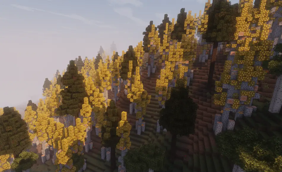 A beautiful modded landscape with gorgeous golden leafage.