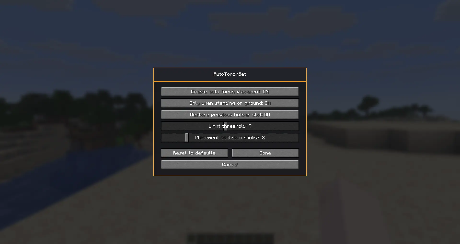 Menu settings