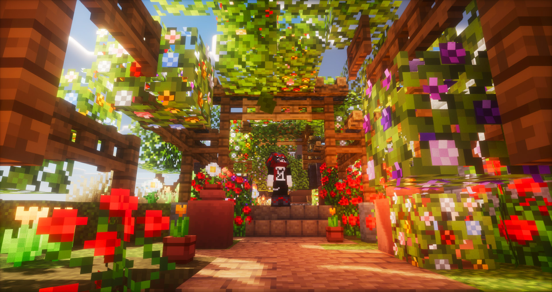 A player looks up at a flowering canopy