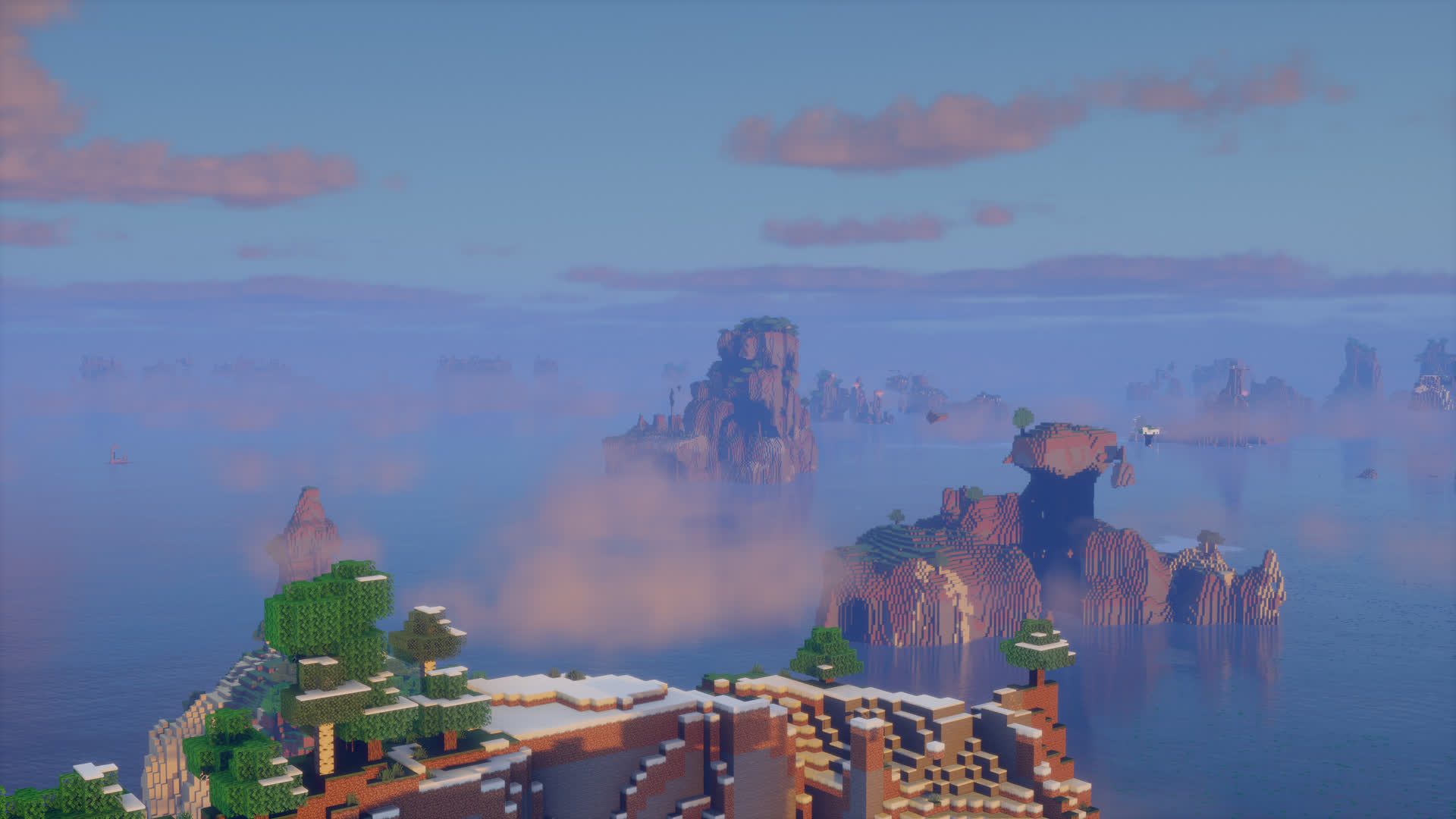 A view from an island towards a tall island