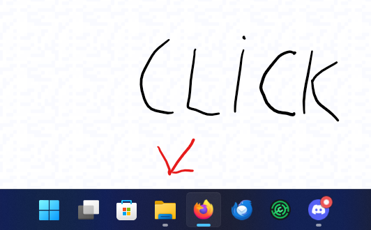 Showing where to click to open file explorer