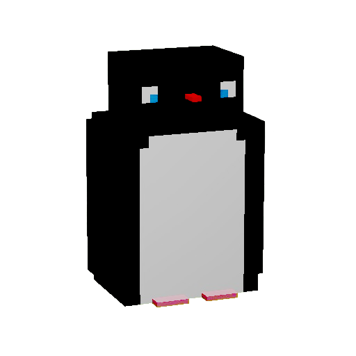 A penguin made in Minecraft