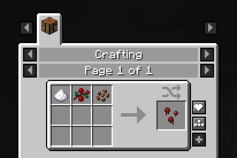 1 Sugar, 1 cocoa bean and 1 sweet berry in a crafting table