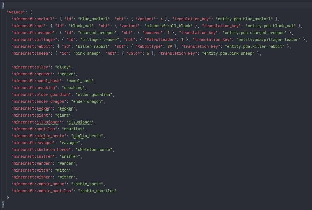 Image of Json File in a Datapack