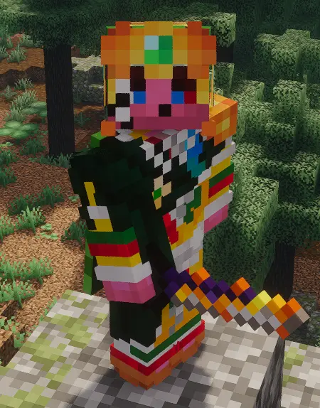 Third-person view of a player holding a longsword