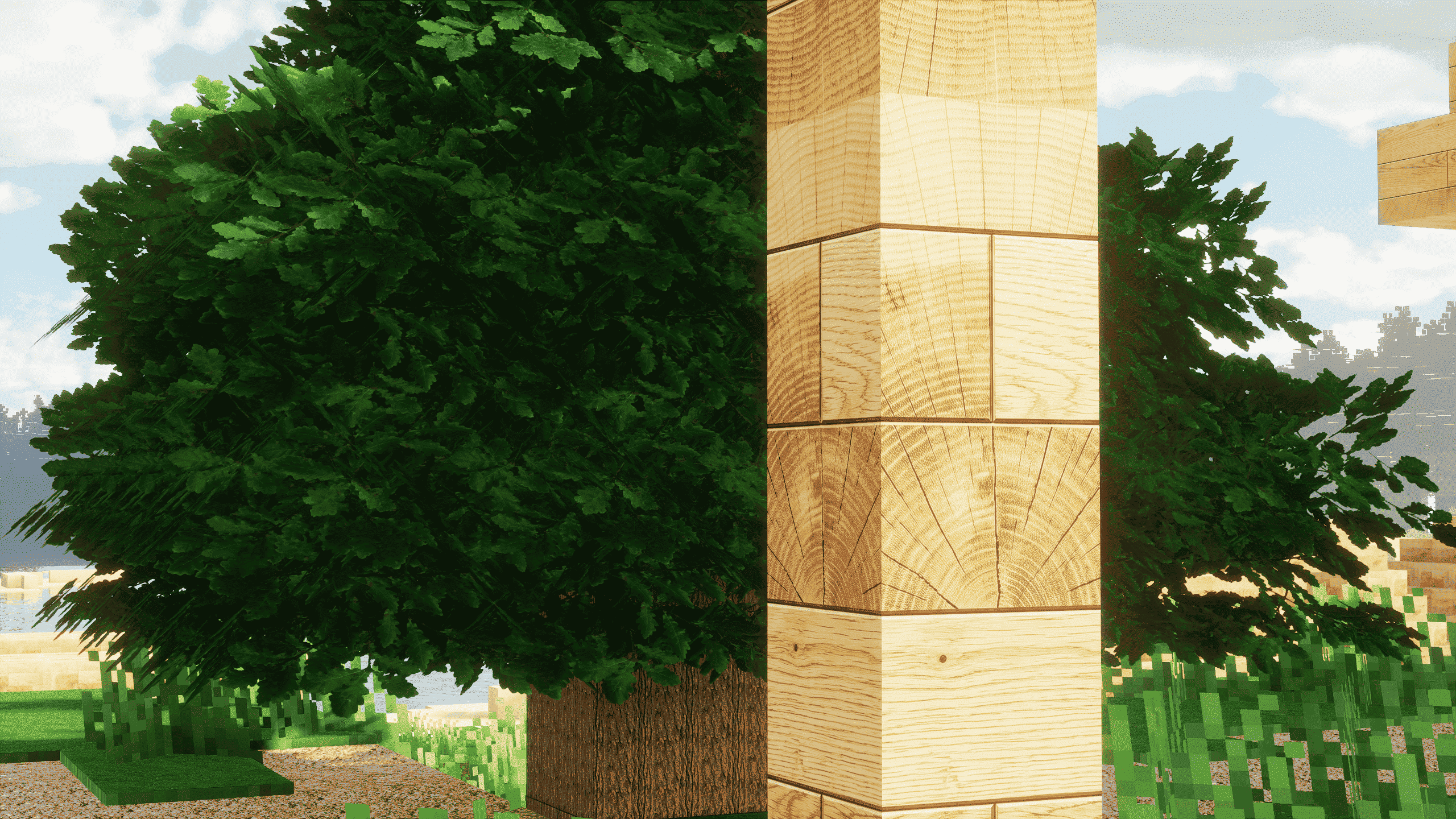 Very beautiful texturs and models of wood and planks, as well as dirt and grass