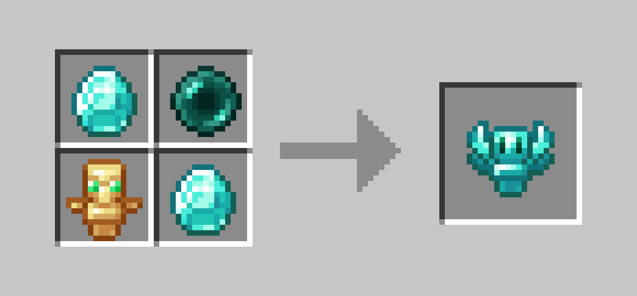 two diamonds, one ender pearl, one totem of undying