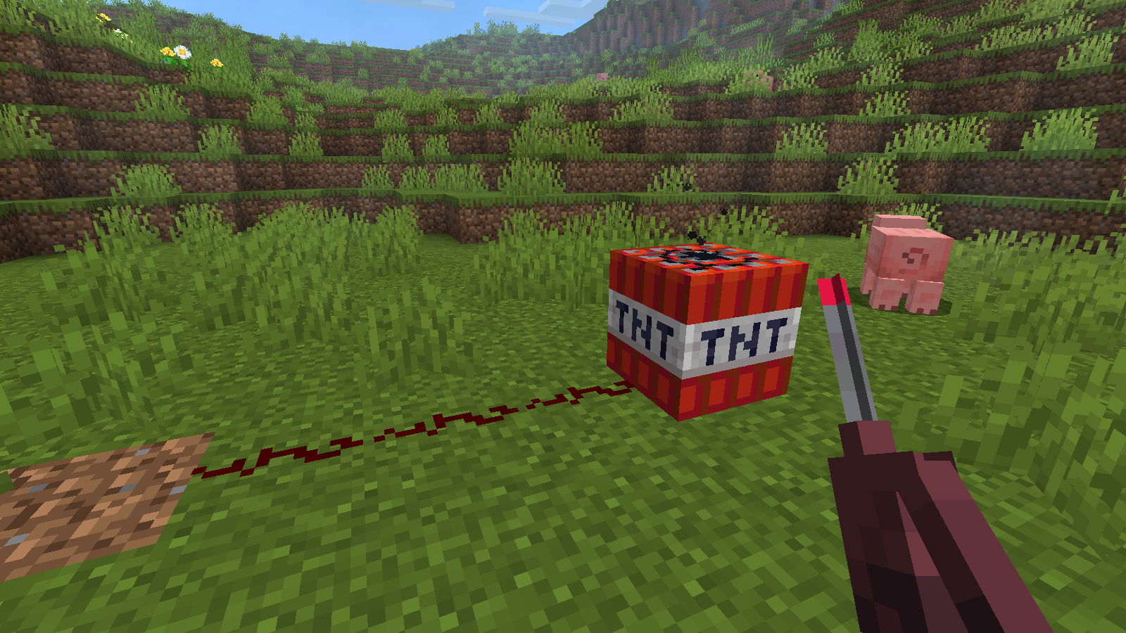 Redstone dust connected to tnt