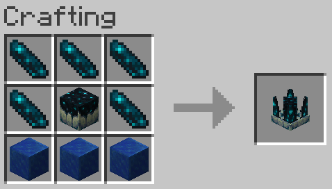 The sculk vault is crafted from 5 echo shards, a sculk catalyst, and 3 lapis blocks