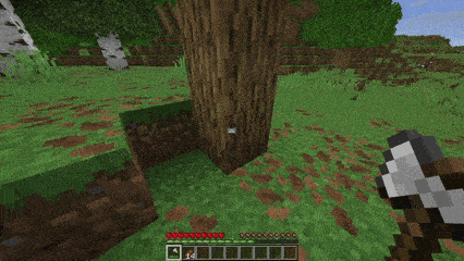 A winking cat crosshair that blinks while you're breaking trees.