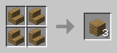 4 stairs placed in a square to craft 3 blocks