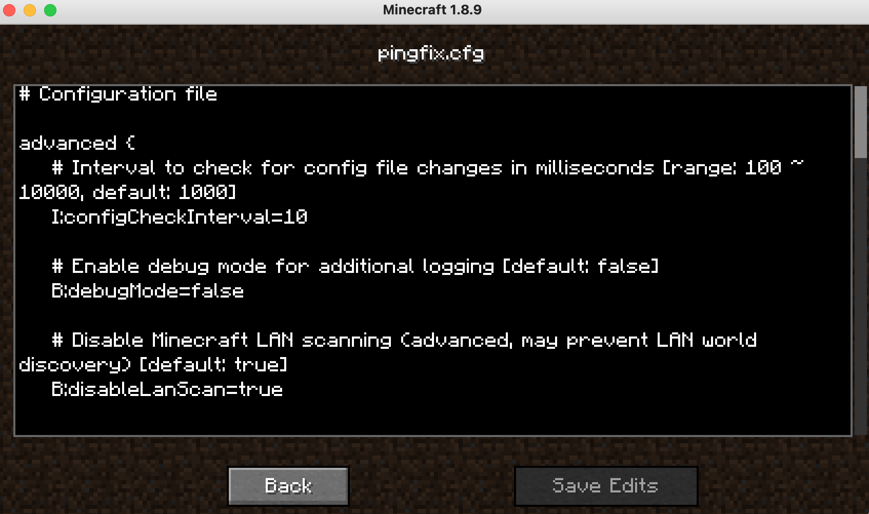 Edit config in game