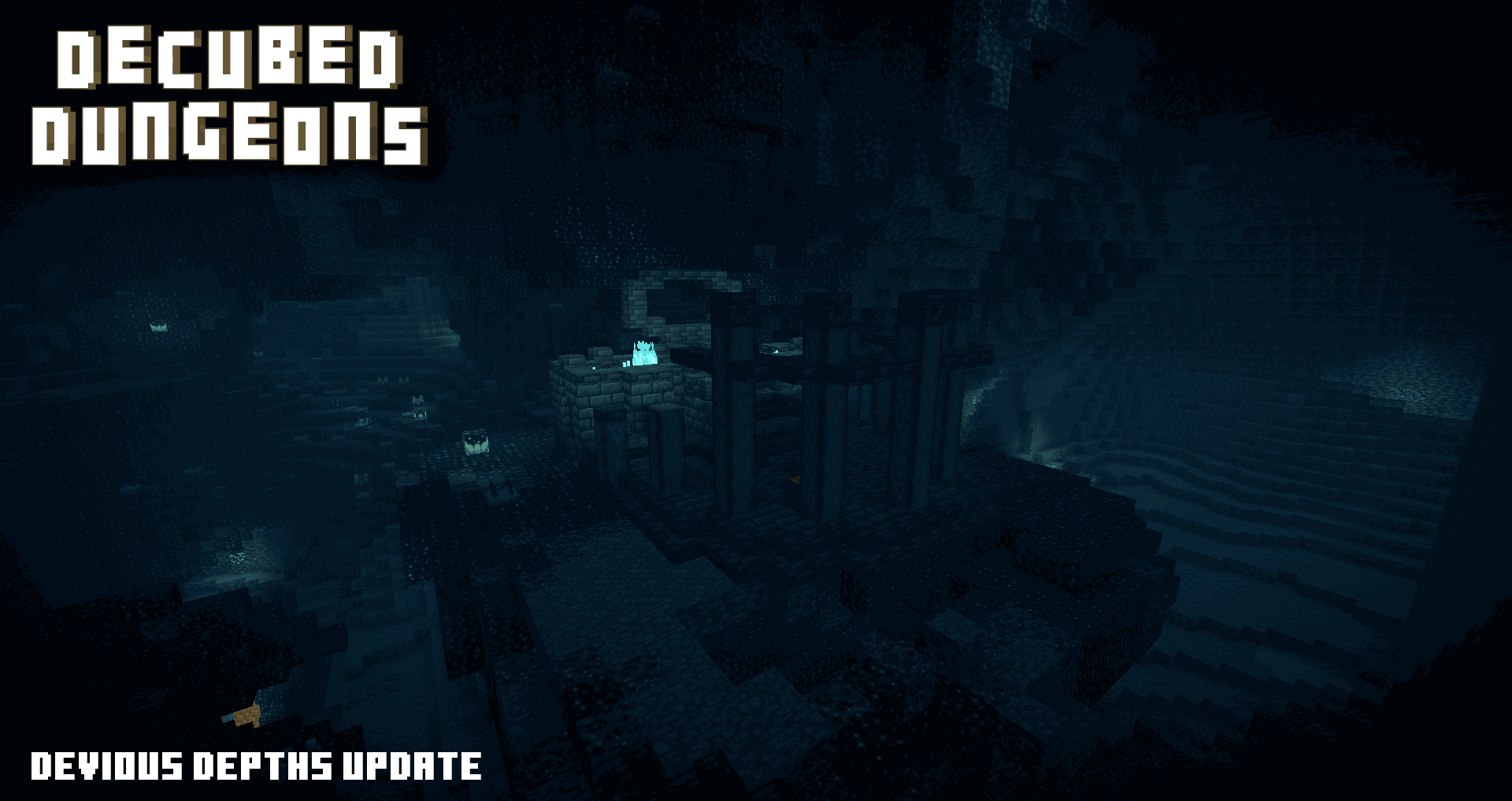 ancient city remnant shrine in the middle of a deep dark cave