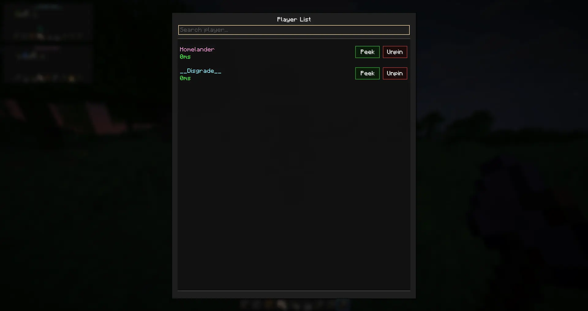 Player List Screen Showcase