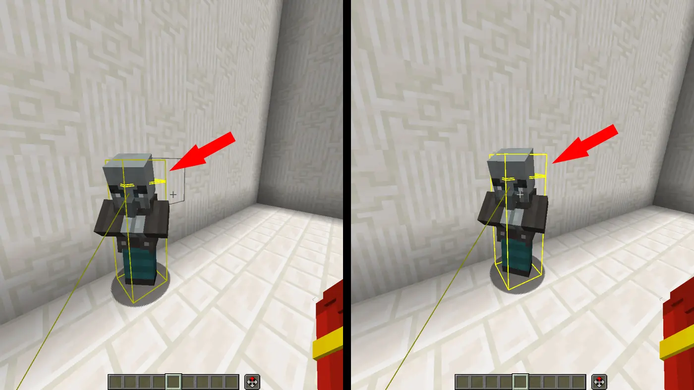 Changes the hitbox to yellow, and highlights it on hover