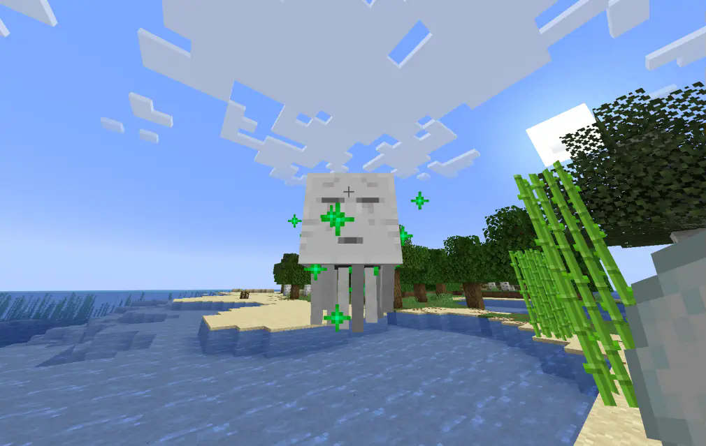 The player feeding the ghast snowballs.