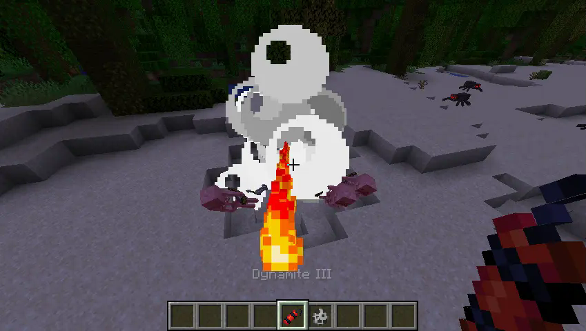 Dynamite blows up skeletons (LOL)