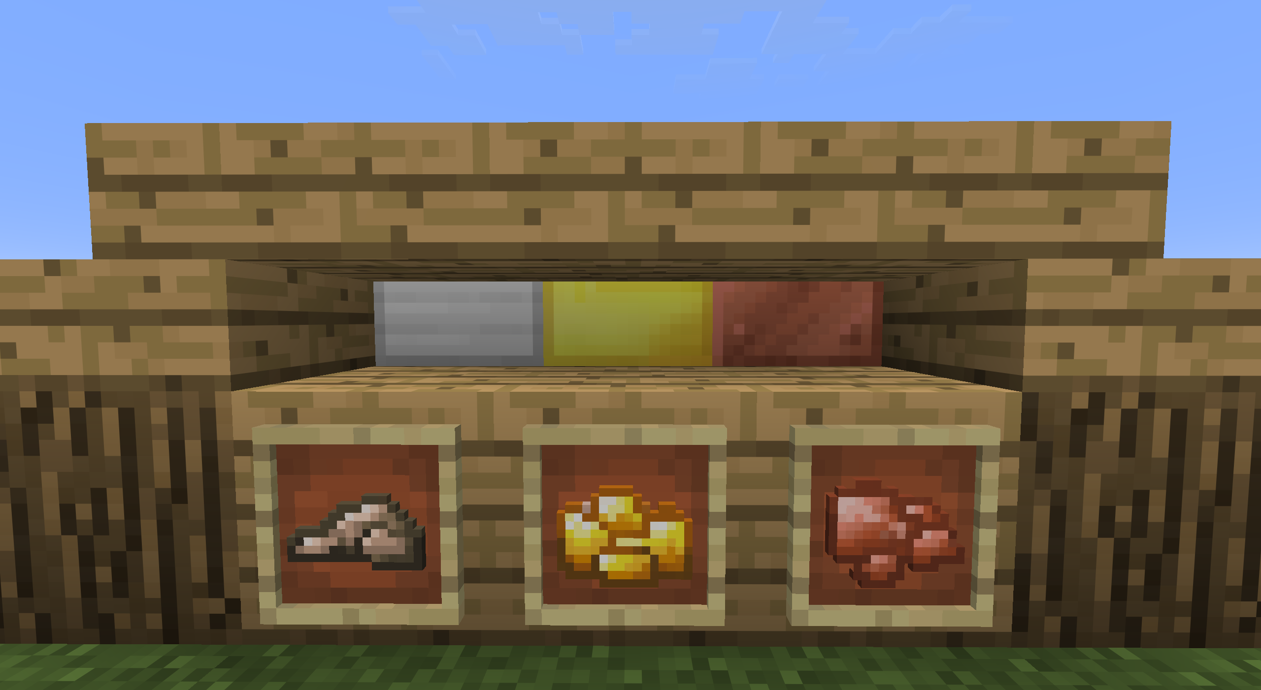 A screenshot displaying the custom raw ore textures this pack provides.