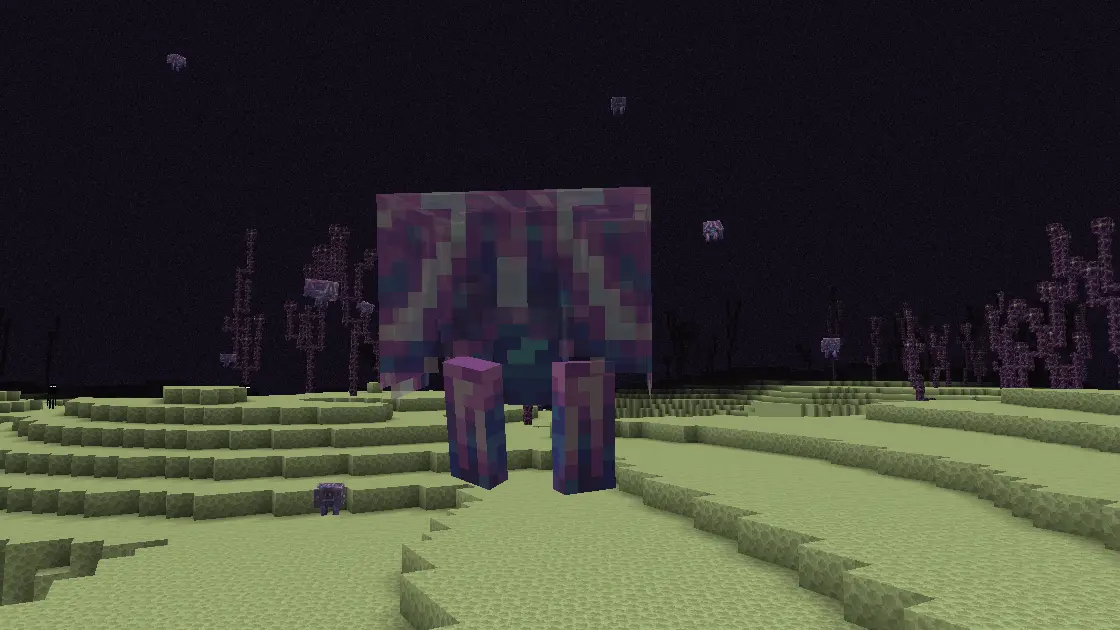 Minedflayer floating above an end island.