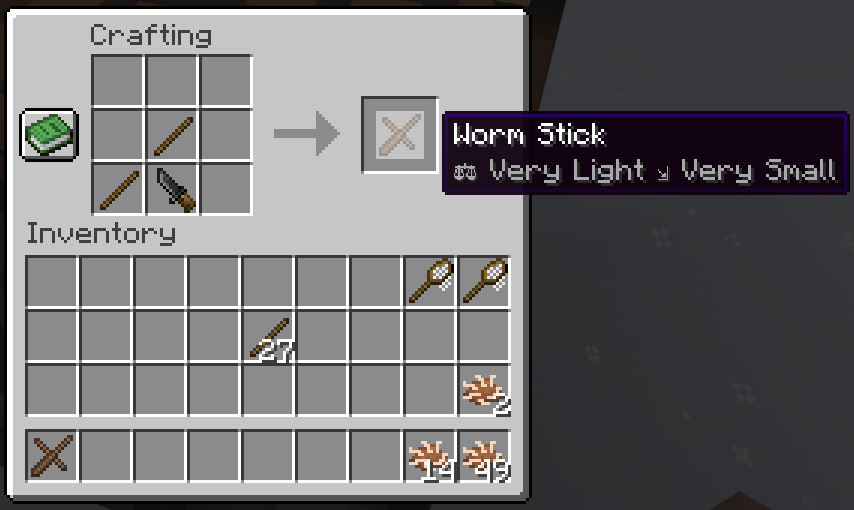 Worm Sitck crafting recipe