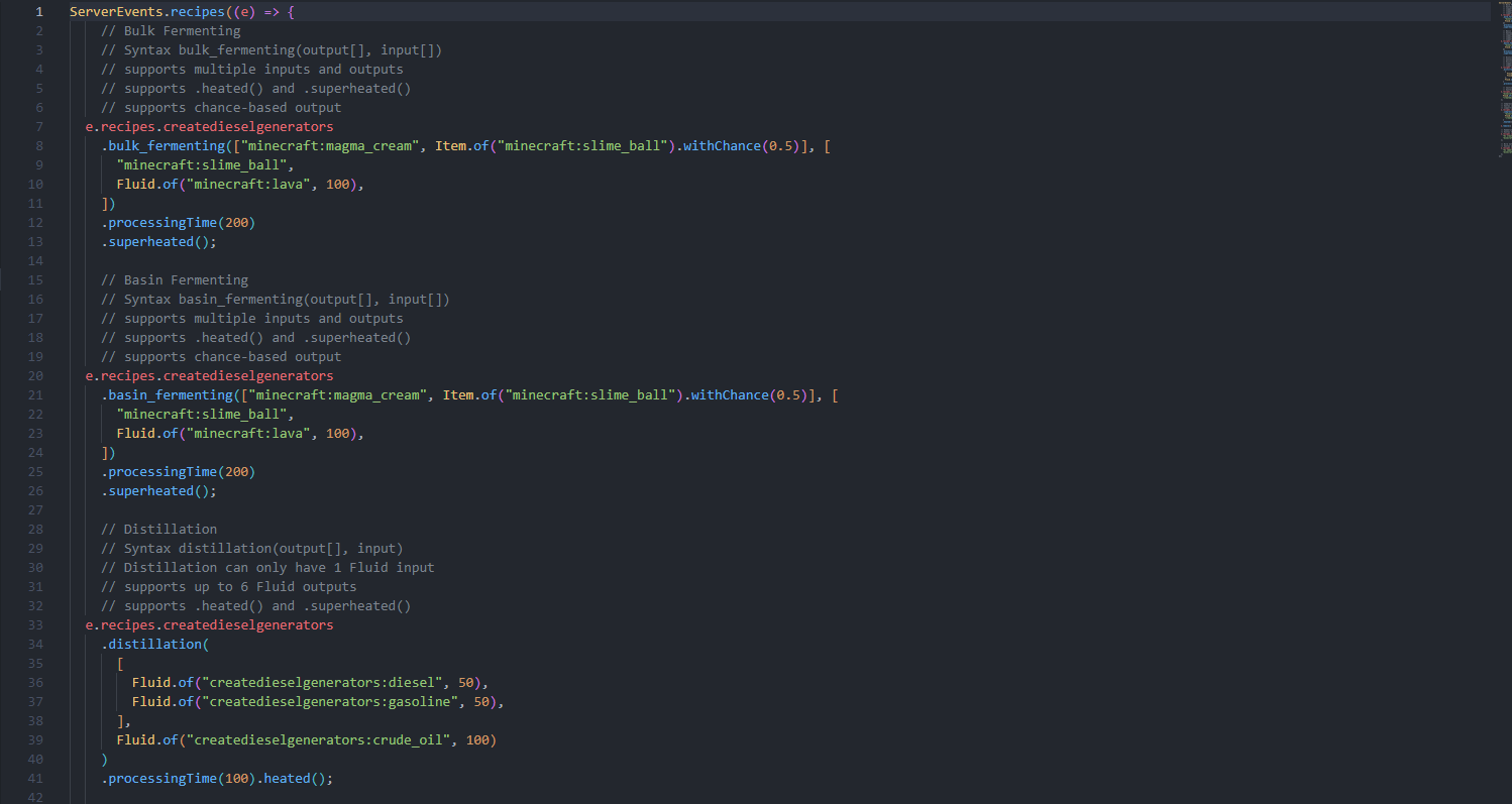 Examples of the recipes for 1.20.1 in action in version 1.2.1: