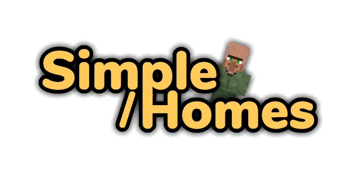 Simple Homes Text with a Villager behind