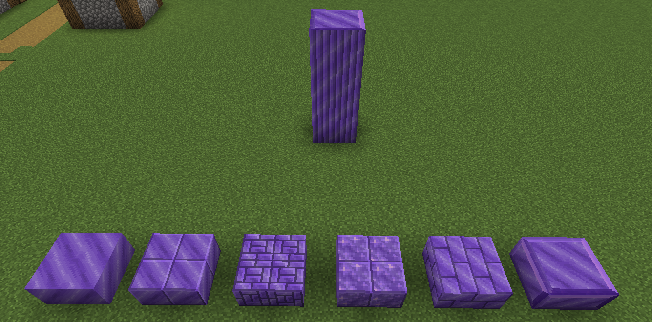 A showcase of the various new Amethyst blocks