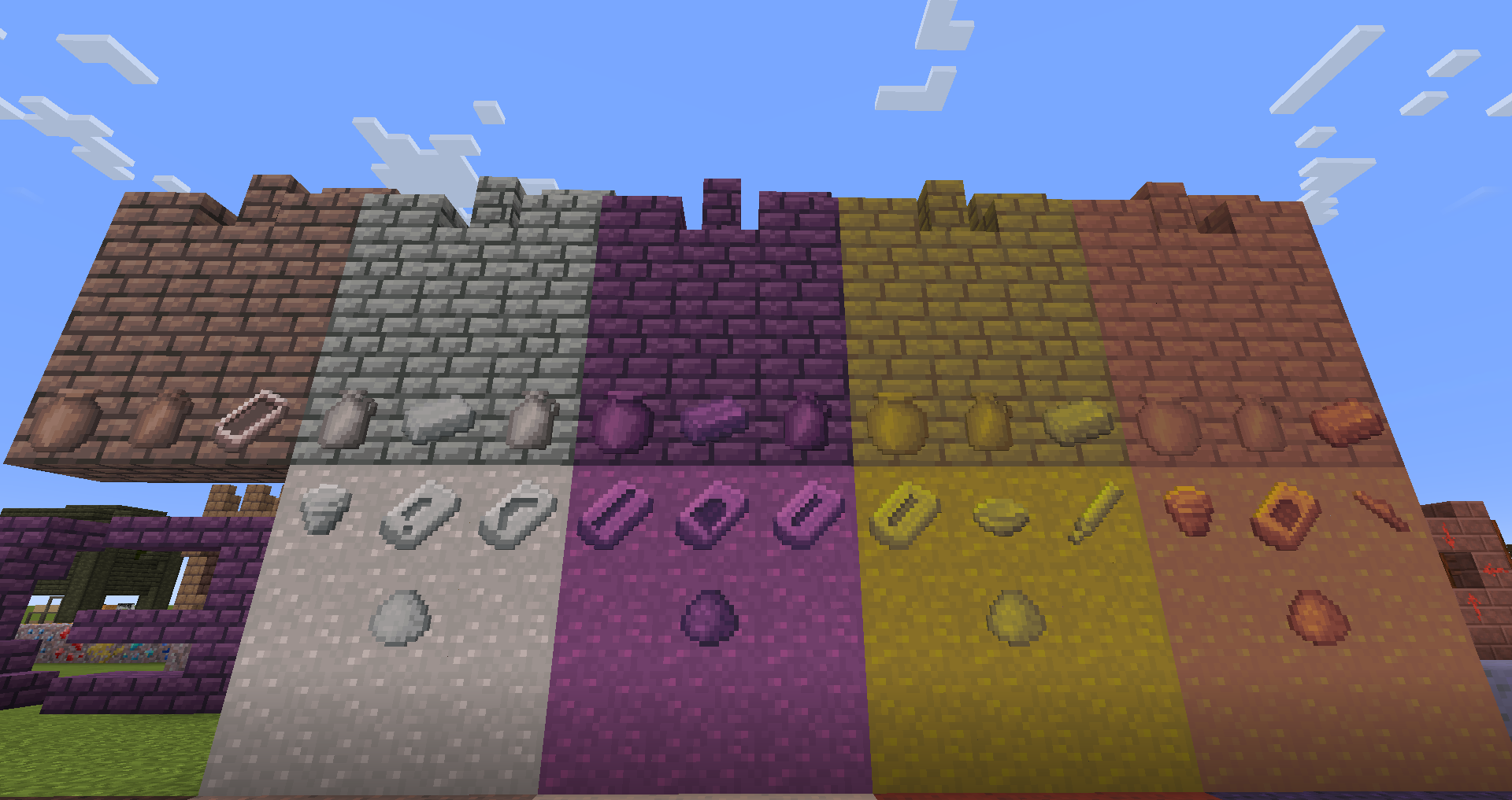 5 clay types, 4 new ones and bricks, vessels and molds made from them. Types left to right: Kaolinite, Porcelain, Yixing, Yellowware and Earthenware