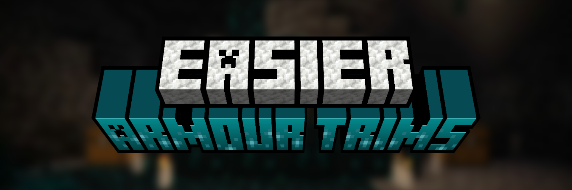 The text "Easier Armour Trims" in the style of the "Minecraft" logo.