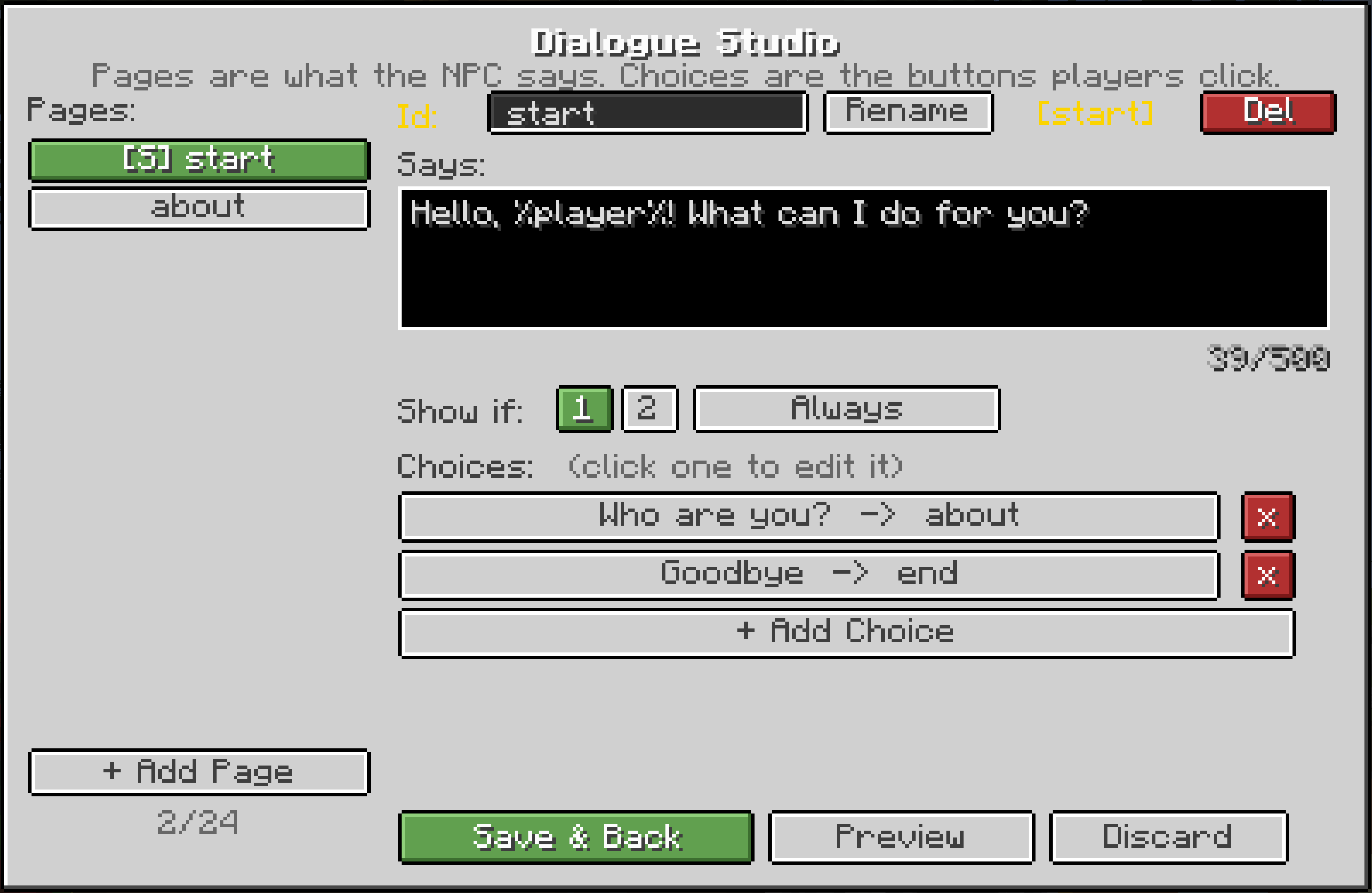 Branching dialogue