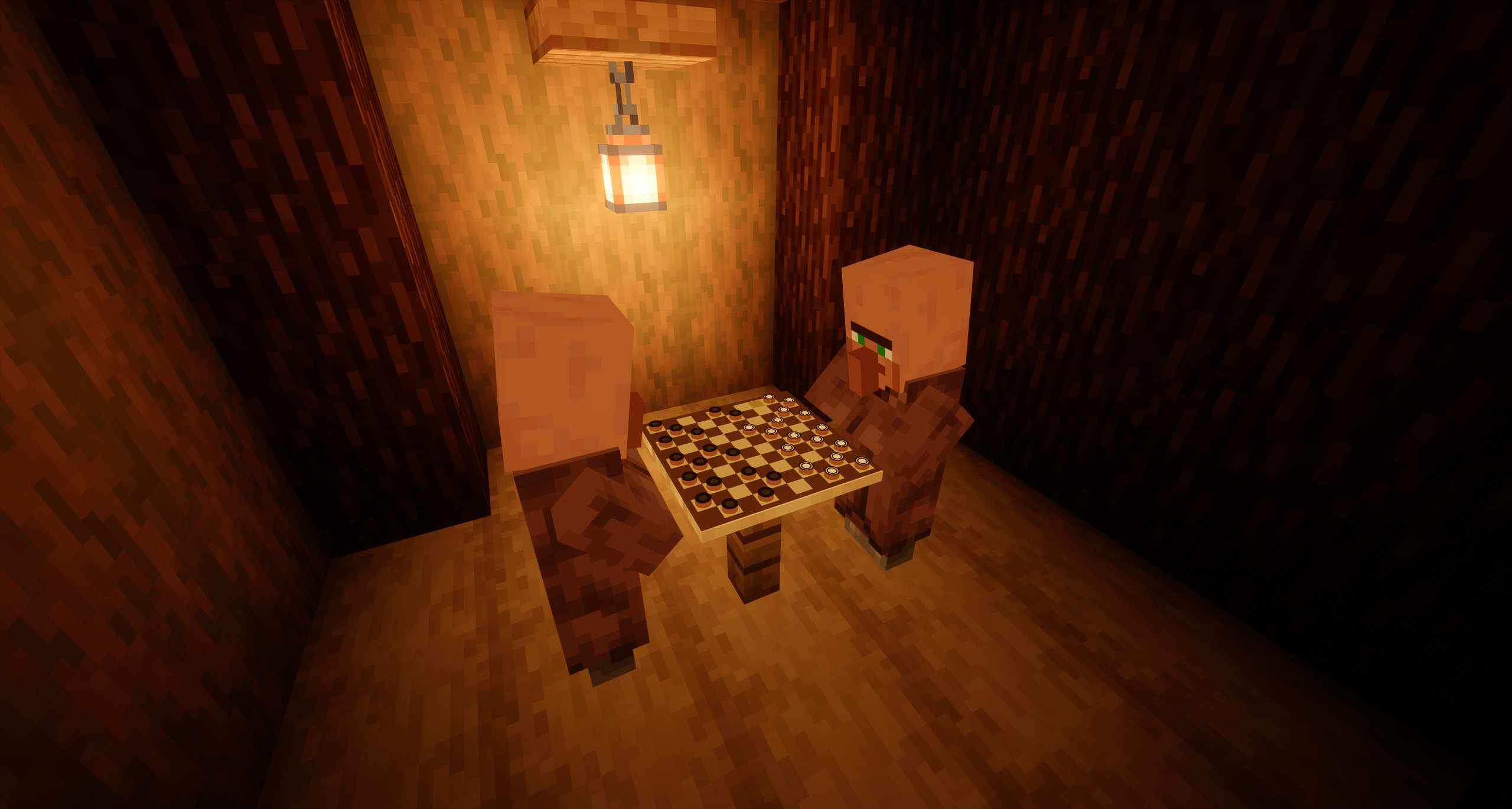 Villager playing draughts