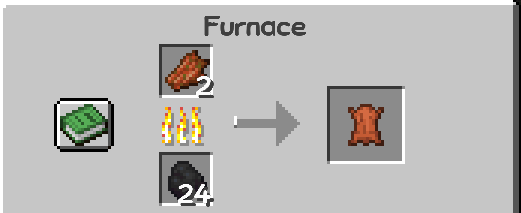 A furnace smelting rotten flesh into leather