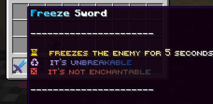 Freeze Sword Item in eq.