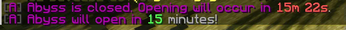 A reminder regarding the opening of the abyss in 15 minutes.