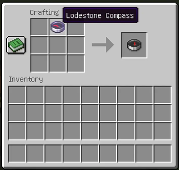 Demagnetizing a compass using a crafting table
