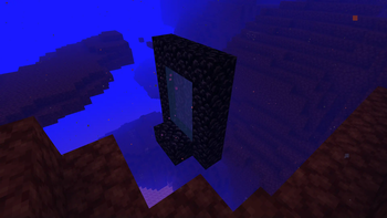 A nether portal submerged in water