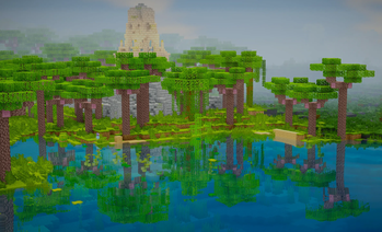 Jungle Temple in a Forest beside a River