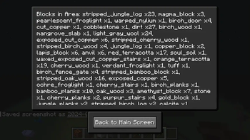 Blocks in Area Screen