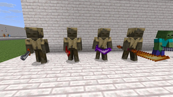 husks holding different weapons