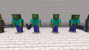 zombies holding different weapons