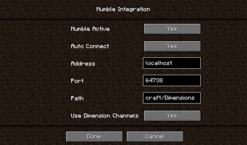Mumble Integration in game config