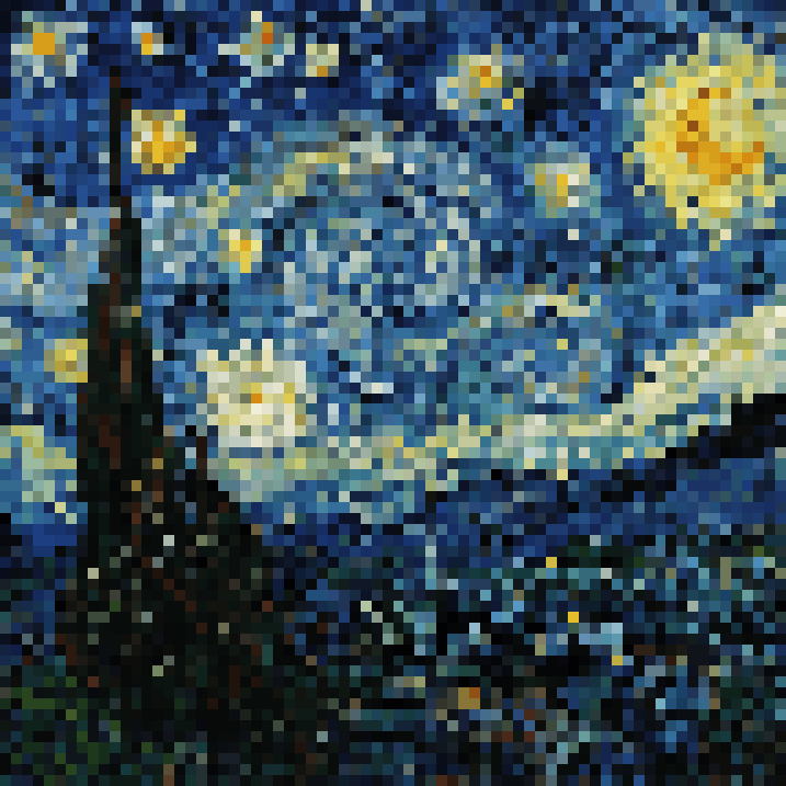 Vincent Van Gogh The Starry Night Style Paintings Pixel Art