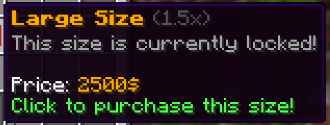 Purchasable Size