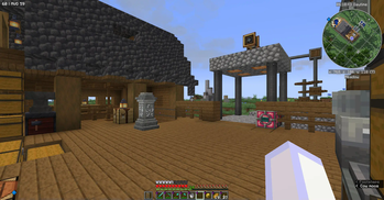 On the workbench floor of the base