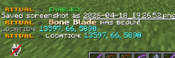 Ritual Auto Started and /ritual coords