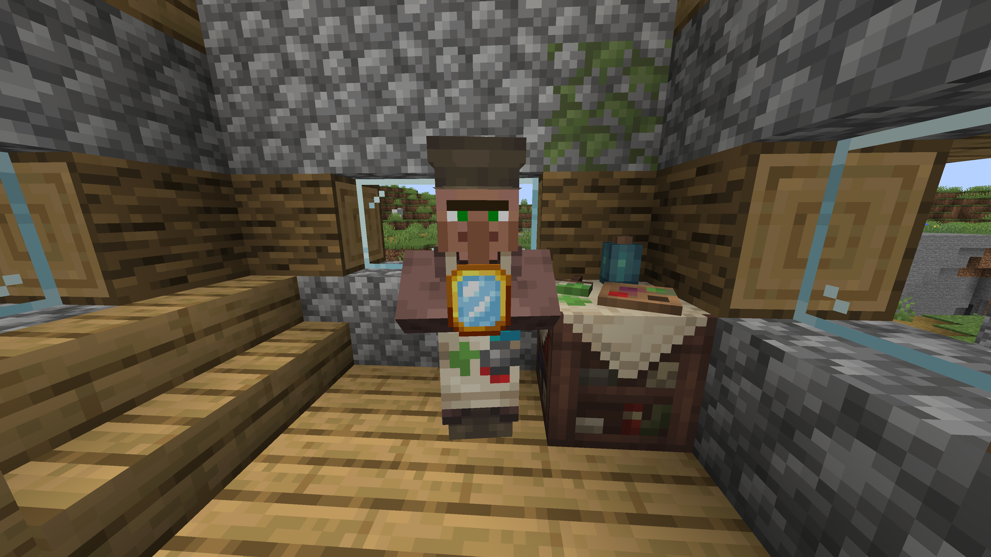 A Stylist Villager offering the Invisibility Design