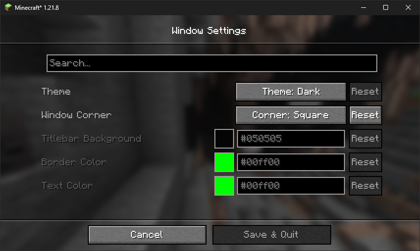 Settings Menu