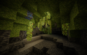 Vibrant lush cave