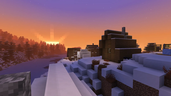 Snowy Village On Sunset