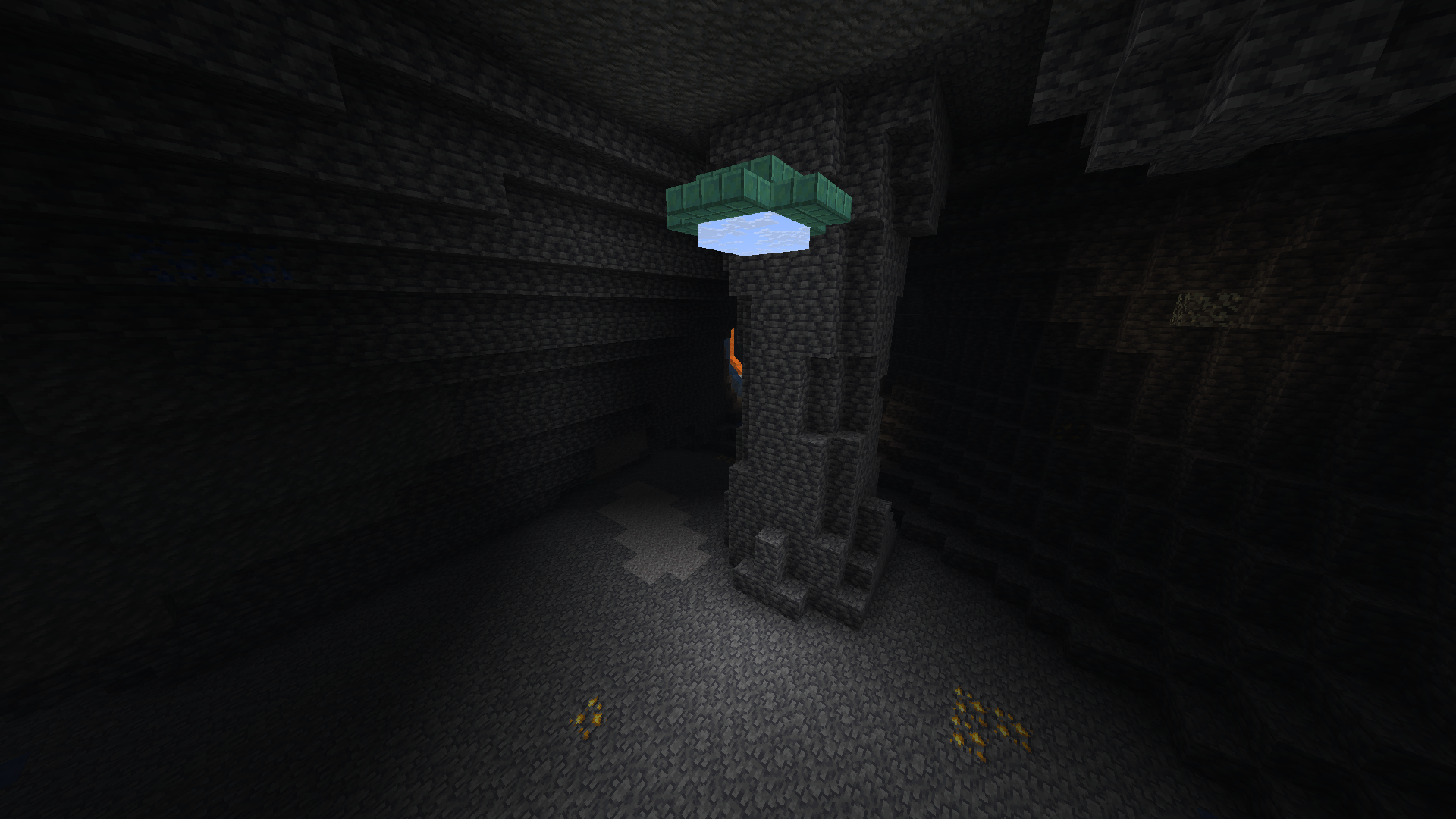weeping sky blocks illuminating a cave